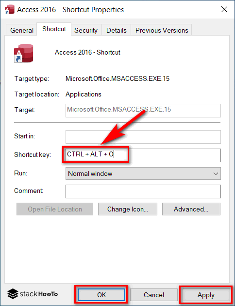 create shortcuts for excel 2016