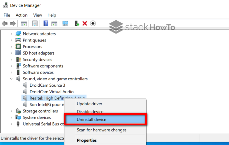 pc showing no audio output device installed