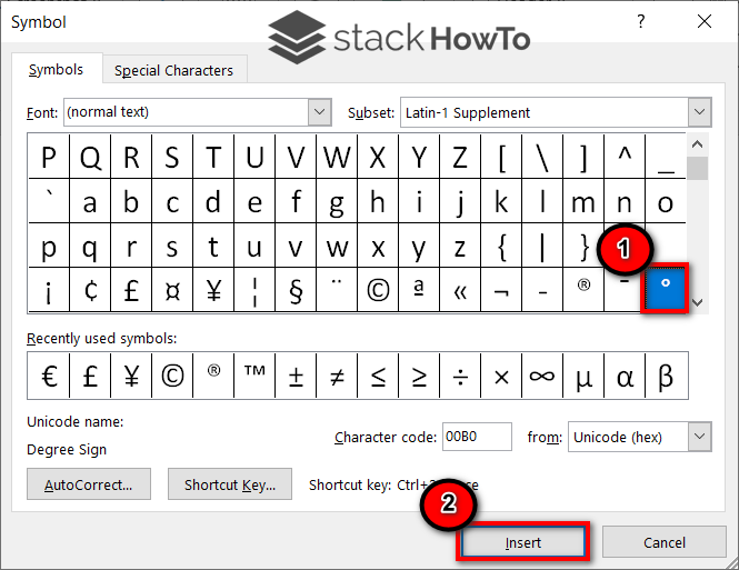 How to Type Degree Symbol in Word - StackHowTo