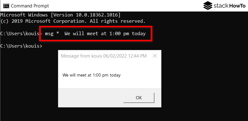 Batch File To Display Popup Message In Windows 10 StackHowTo